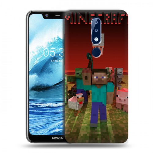 Дизайнерский пластиковый чехол для Nokia 5.1 Plus Minecraft