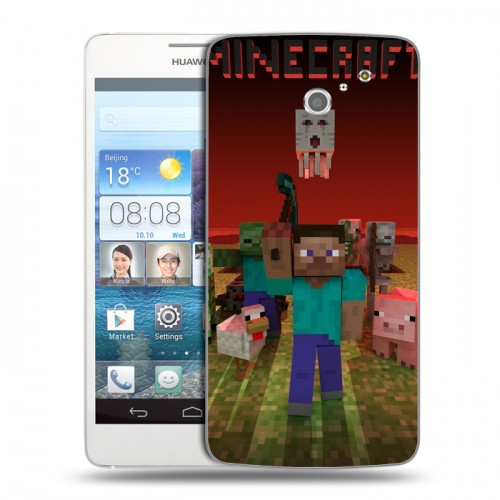 Дизайнерский пластиковый чехол для Huawei Ascend D2 Minecraft