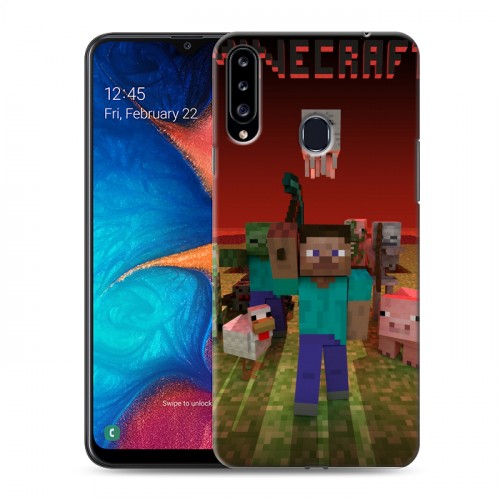 Дизайнерский пластиковый чехол для Samsung Galaxy A20s Minecraft