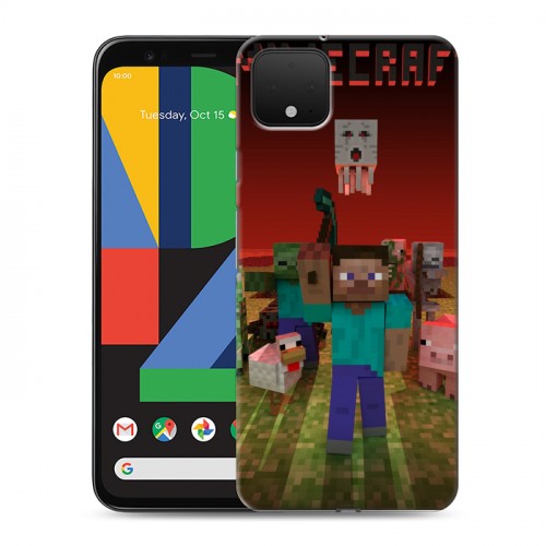 Дизайнерский силиконовый чехол для Google Pixel 4 XL Minecraft