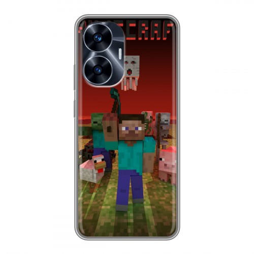 Дизайнерский пластиковый чехол для Realme C55 Minecraft