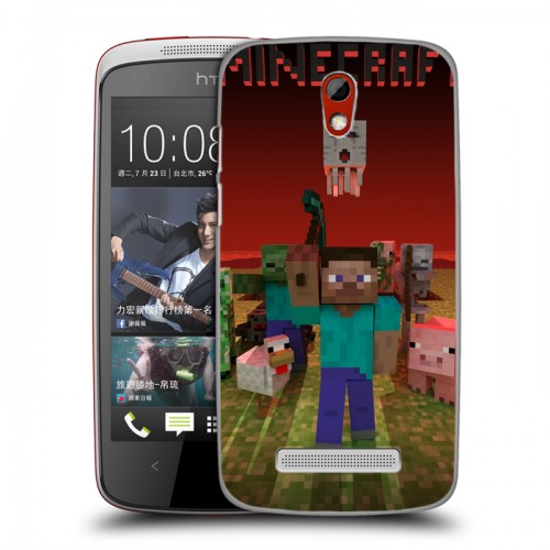 Дизайнерский пластиковый чехол для HTC Desire 500 Minecraft