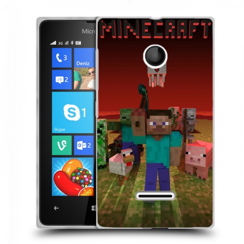 Дизайнерский пластиковый чехол для Microsoft Lumia 435 Minecraft