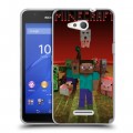 Дизайнерский пластиковый чехол для Sony Xperia E4g Minecraft