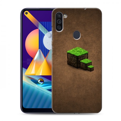 Дизайнерский пластиковый чехол для Samsung Galaxy M11 Minecraft