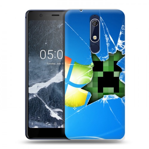 Дизайнерский пластиковый чехол для Nokia 5.1 Minecraft