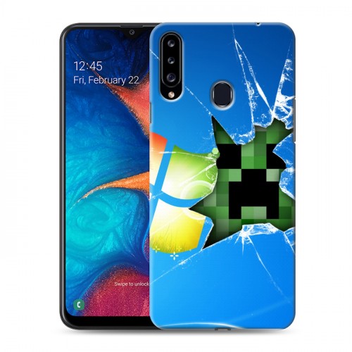 Дизайнерский пластиковый чехол для Samsung Galaxy A20s Minecraft