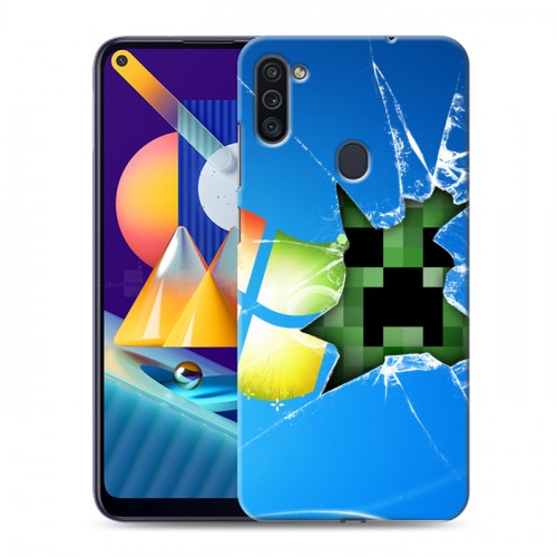 Дизайнерский пластиковый чехол для Samsung Galaxy M11 Minecraft