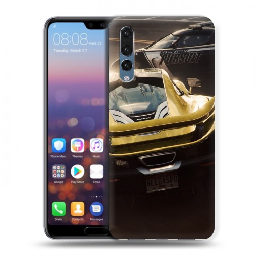 Дизайнерский силиконовый с усиленными углами чехол для Huawei P20 Pro Need for speed