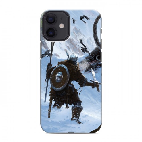 Дизайнерский силиконовый с усиленными углами чехол для Iphone 12 Mini Skyrim