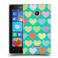 Дизайнерский пластиковый чехол для Microsoft Lumia 435 Узорные сердечки