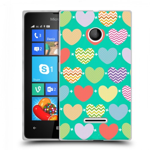 Дизайнерский пластиковый чехол для Microsoft Lumia 435 Узорные сердечки