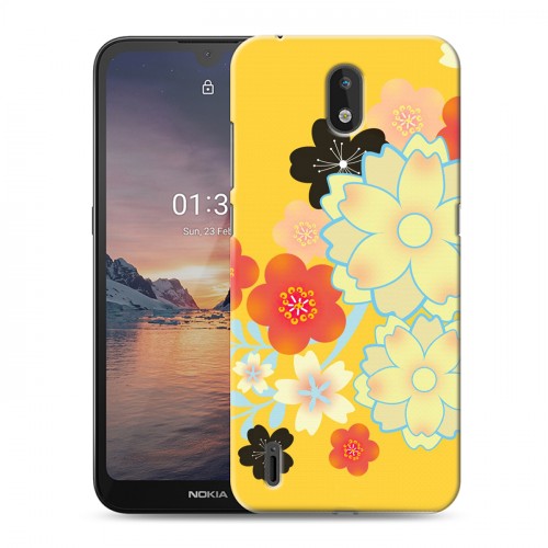 Дизайнерский силиконовый с усиленными углами чехол для Nokia 1.3 Цветы кимоно