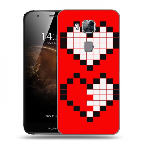 Дизайнерский пластиковый чехол для Huawei G8 Пиксельные сердца