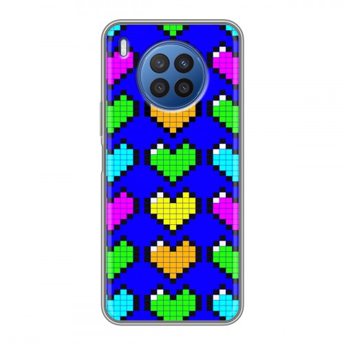 Дизайнерский силиконовый с усиленными углами чехол для Huawei Nova 8i Пиксельные сердца