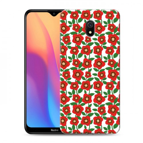 Дизайнерский силиконовый с усиленными углами чехол для Xiaomi RedMi 8A Маковые узоры