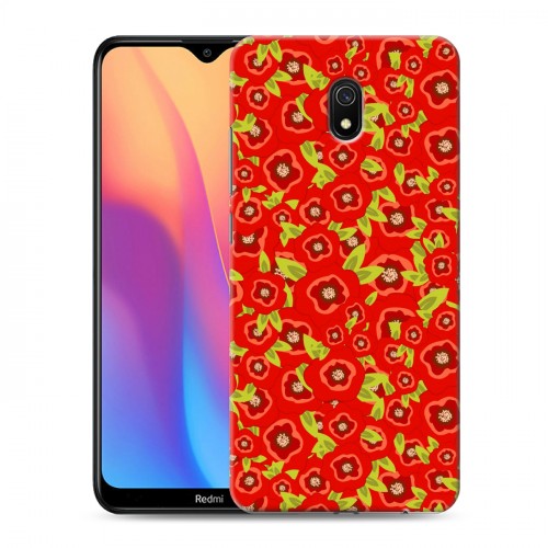 Дизайнерский силиконовый с усиленными углами чехол для Xiaomi RedMi 8A Маковые узоры