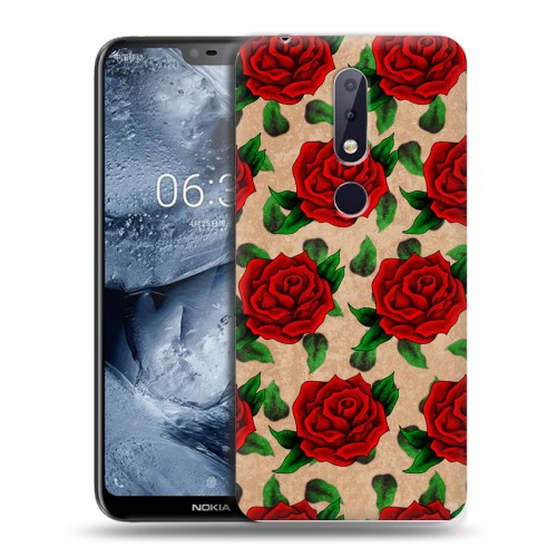 Дизайнерский пластиковый чехол для Nokia 6.1 Plus Цветочные татуировки