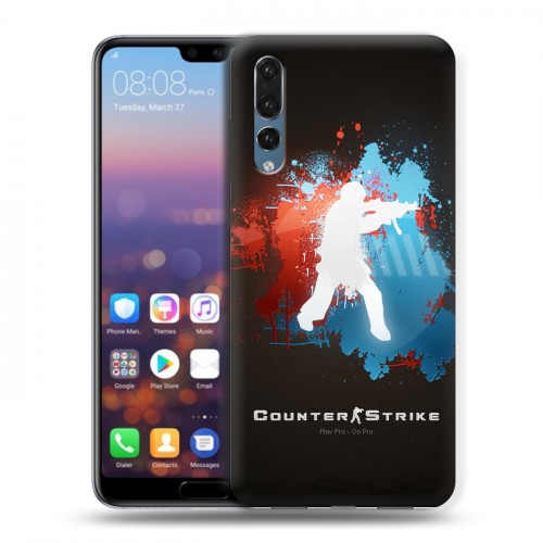 Дизайнерский силиконовый с усиленными углами чехол для Huawei P20 Pro Counter-strike