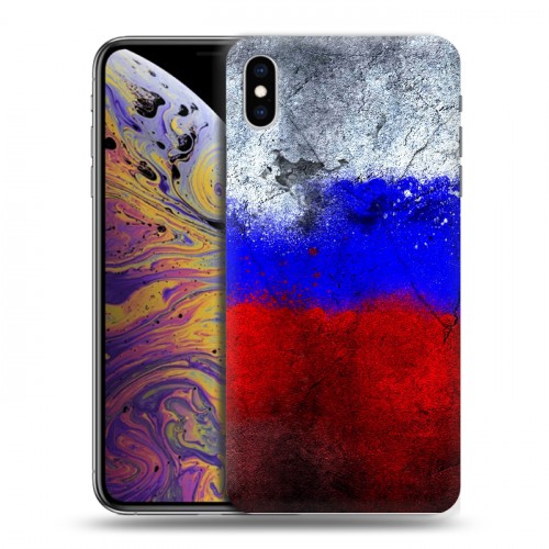 Дизайнерский силиконовый чехол для Iphone Xs Max Российский флаг