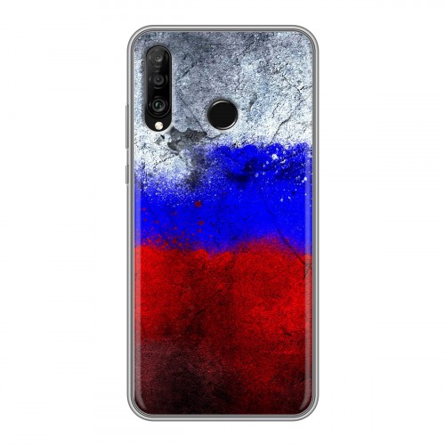 Дизайнерский силиконовый чехол для Huawei P30 Lite Российский флаг
