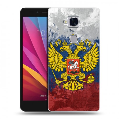Дизайнерский силиконовый чехол для Huawei Honor 5X Российский флаг и герб