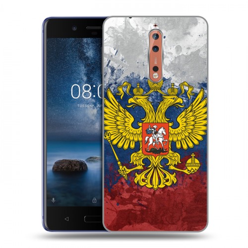 Дизайнерский пластиковый чехол для Nokia 8 Российский флаг и герб