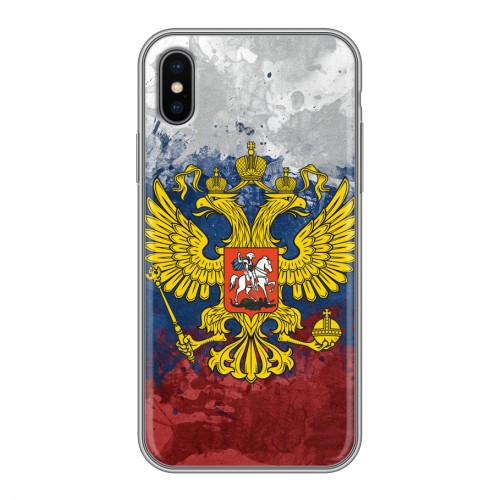 Дизайнерский силиконовый чехол для Iphone x10 Российский флаг и герб