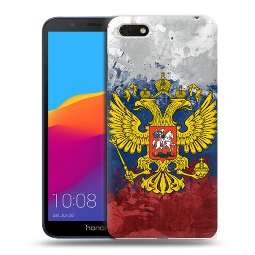 Дизайнерский пластиковый чехол для Huawei Honor 7A Российский флаг и герб