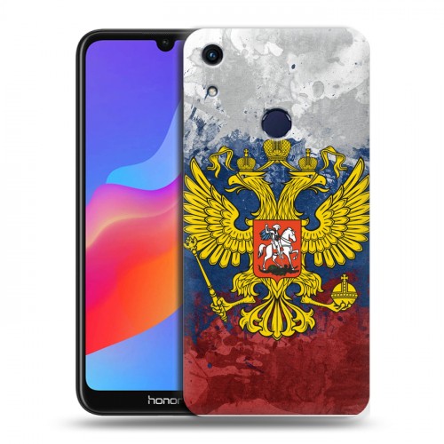 Дизайнерский пластиковый чехол для Huawei Honor 8A Российский флаг и герб