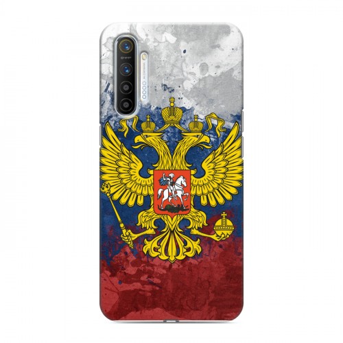 Дизайнерский силиконовый с усиленными углами чехол для Realme XT Российский флаг и герб