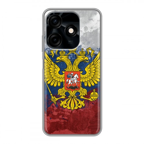 Дизайнерский силиконовый чехол для Tecno Spark 10C Российский флаг и герб