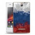 Дизайнерский пластиковый чехол для Sony Xperia E Российский флаг