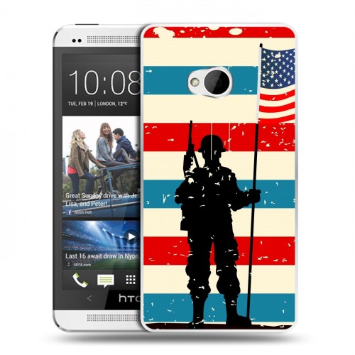 Дизайнерский пластиковый чехол для HTC One (M7) Dual SIM Флаг США