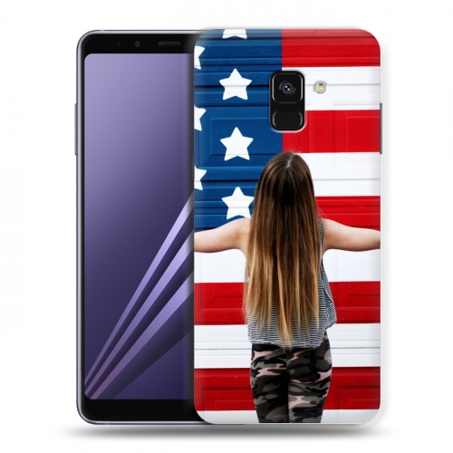 Дизайнерский пластиковый чехол для Samsung Galaxy A8 (2018) Флаг США