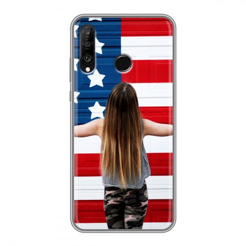 Дизайнерский силиконовый чехол для Huawei P30 Lite Флаг США