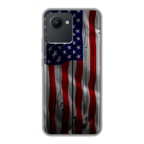 Дизайнерский силиконовый с усиленными углами чехол для Realme C30 Флаг США