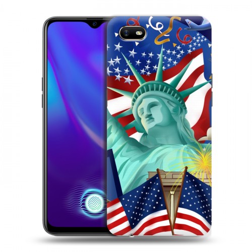 Дизайнерский силиконовый с усиленными углами чехол для OPPO A1k Флаг США