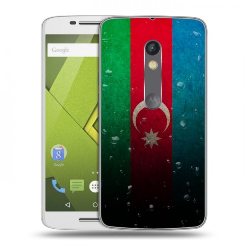 Дизайнерский пластиковый чехол для Lenovo Moto X Play Флаг Азербайджана