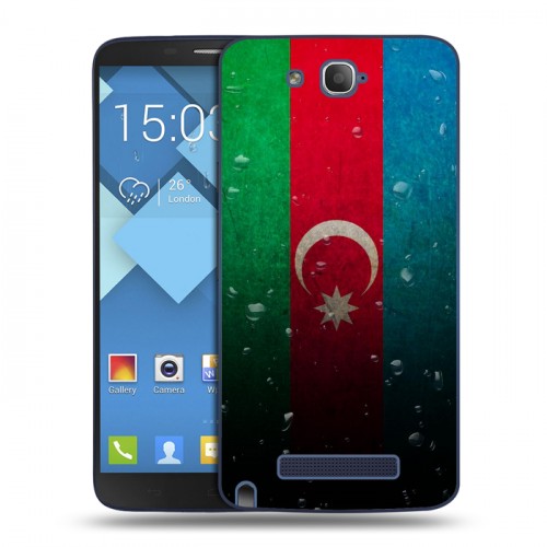Дизайнерский пластиковый чехол для Alcatel One Touch Hero Флаг Азербайджана