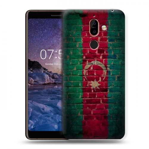 Дизайнерский пластиковый чехол для Nokia 7 Plus Флаг Азербайджана