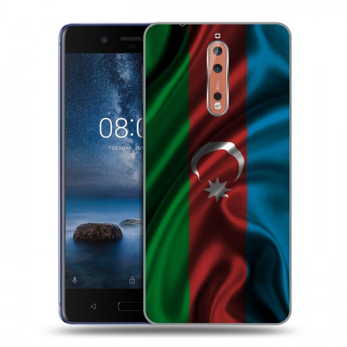 Дизайнерский пластиковый чехол для Nokia 8 Флаг Азербайджана