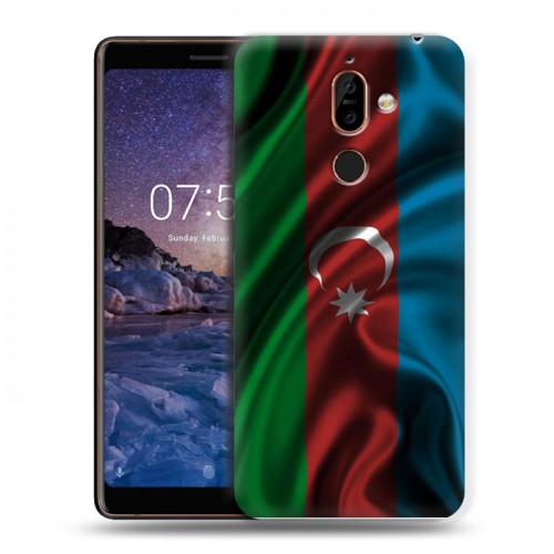 Дизайнерский пластиковый чехол для Nokia 7 Plus Флаг Азербайджана