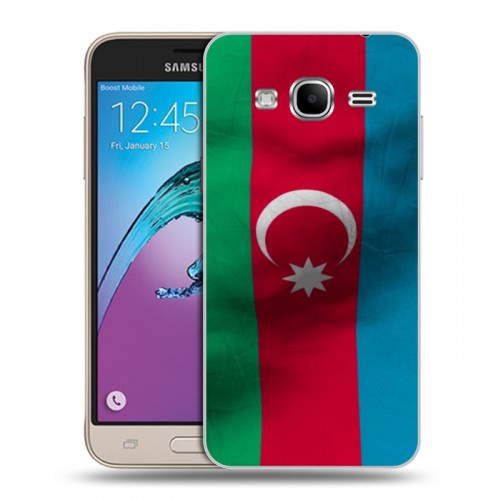 Дизайнерский пластиковый чехол для Samsung Galaxy J3 (2016) Флаг Азербайджана