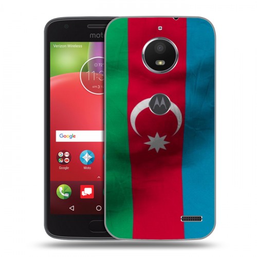 Дизайнерский пластиковый чехол для Motorola Moto E4 Флаг Азербайджана