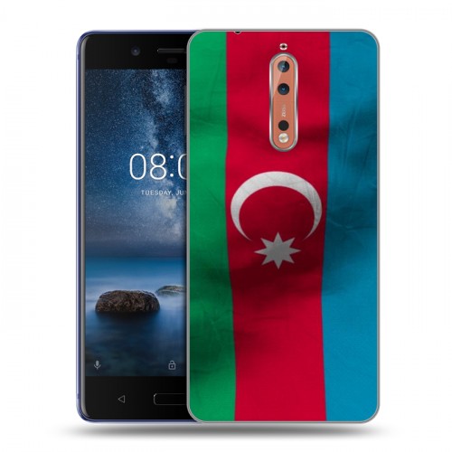 Дизайнерский пластиковый чехол для Nokia 8 Флаг Азербайджана