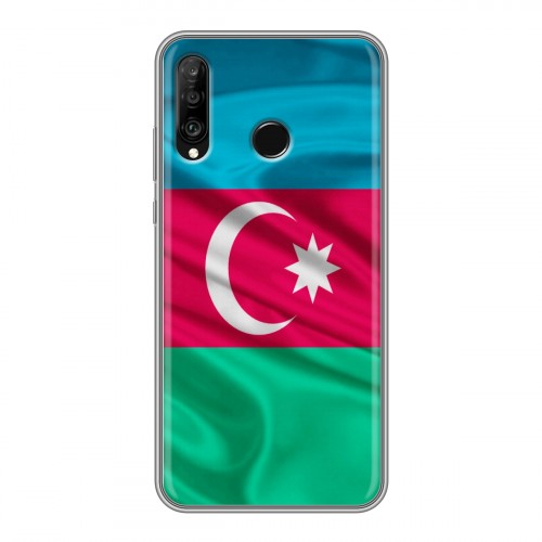 Дизайнерский силиконовый чехол для Huawei P30 Lite Флаг Азербайджана