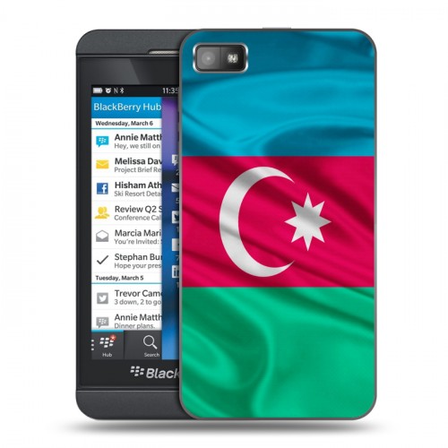Дизайнерский пластиковый чехол для BlackBerry Z10 Флаг Азербайджана