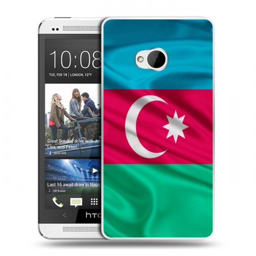 Дизайнерский пластиковый чехол для HTC One (M7) Dual SIM Флаг Азербайджана