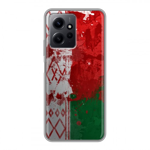 Дизайнерский силиконовый с усиленными углами чехол для Xiaomi RedMi Note 12 Флаг Белоруссии